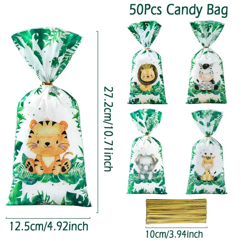 Jungle animal party gift bags, cookie bags, gift bags