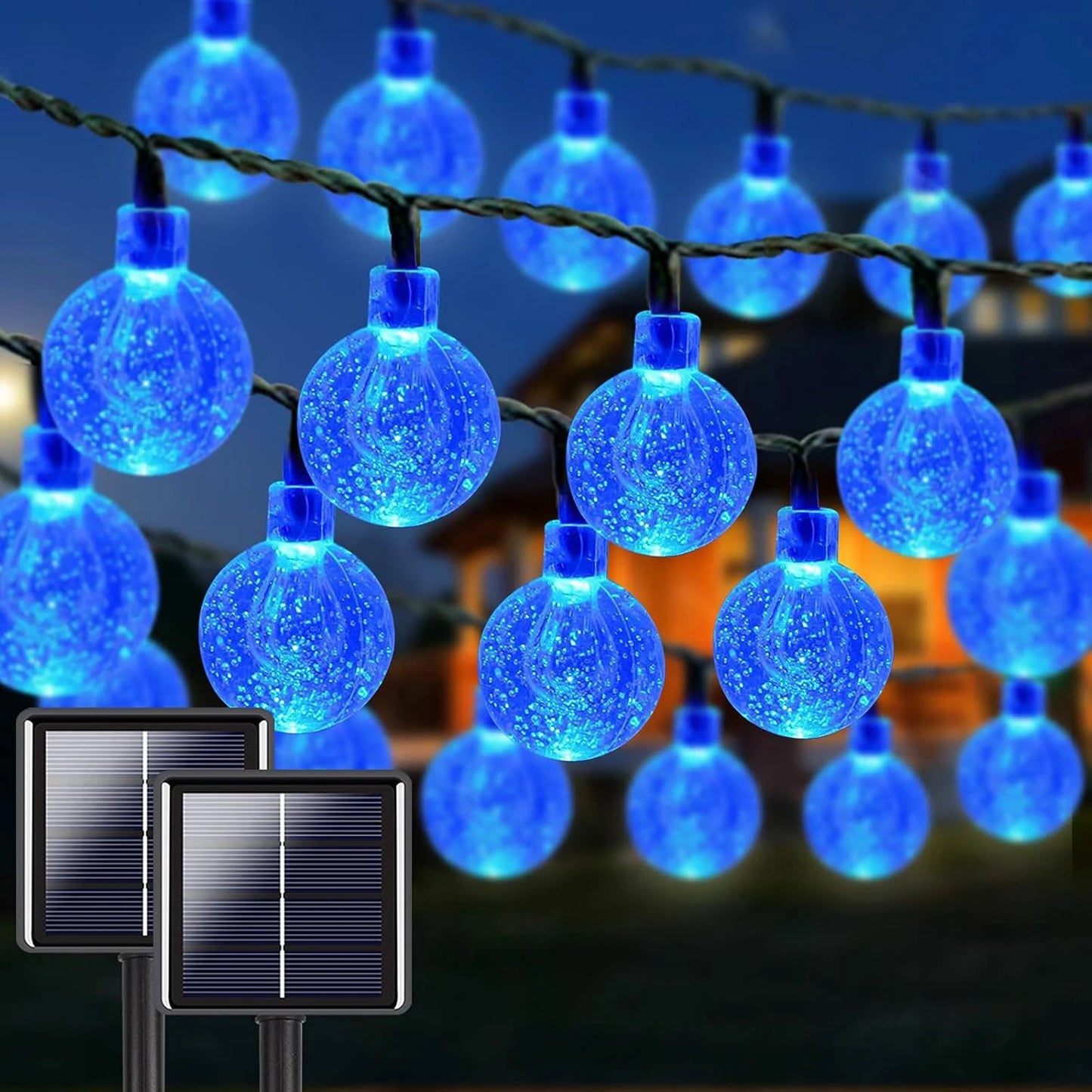 Solar Crystal Globe String Lights with 8 Modes, IP65 Waterproof
