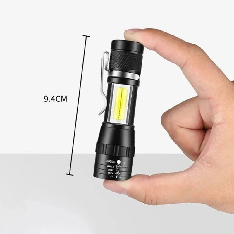 Mini USB rechargeable COB+XPE flashlight