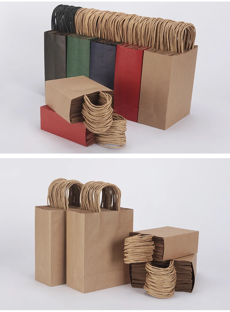 10pcs Kraft Paper Bags, Reusable Gift Bags, Gift Packaging