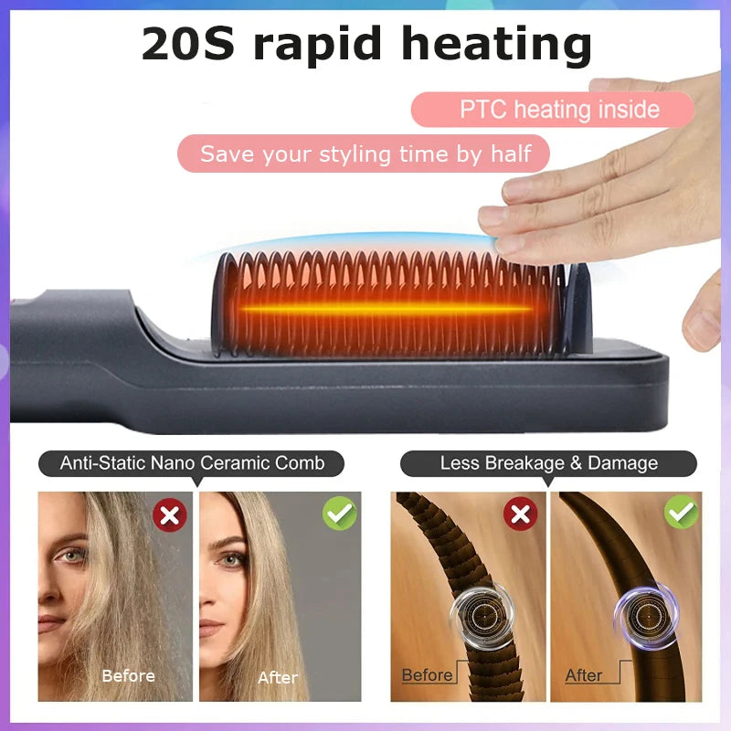 Hair straightening brush