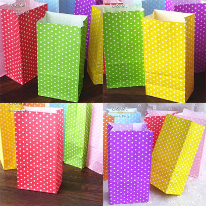 10 units of bags and colorful striped stickers and polka dot stickers 18x9x6cm for souvenirs