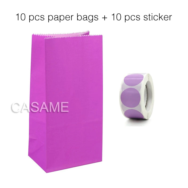 10 units of bags and colorful striped stickers and polka dot stickers 18x9x6cm for souvenirs