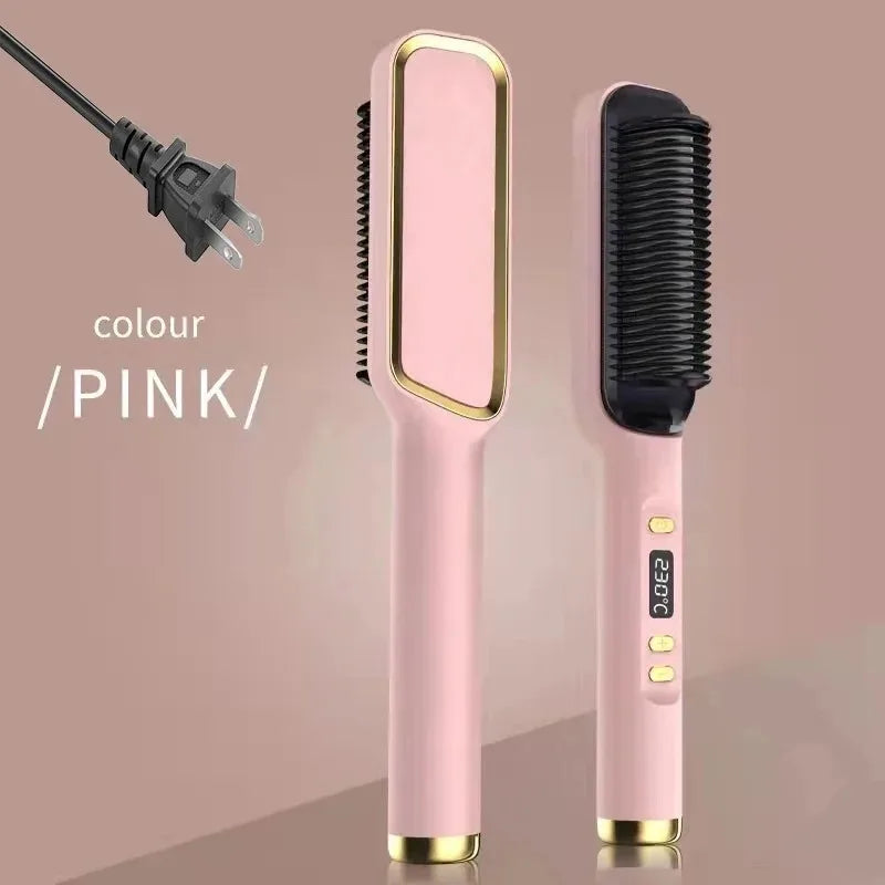 Hair straightening brush