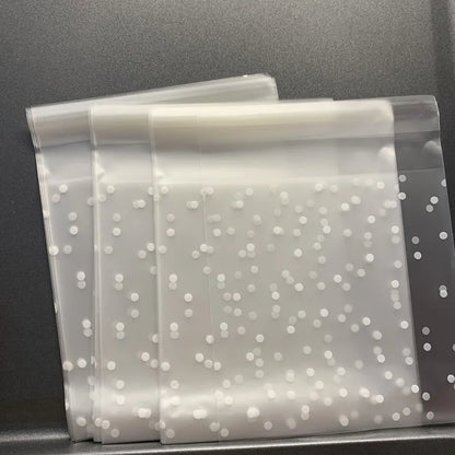 100pcs 5 Sizes White Polka Dots Transparent Frosted Plastic Cookie Candy Bag
