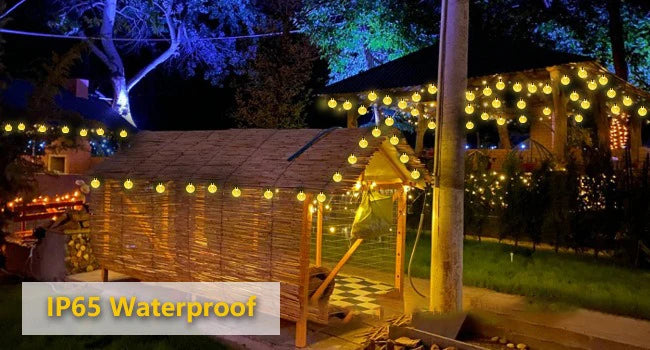 Solar Crystal Globe String Lights with 8 Modes, IP65 Waterproof