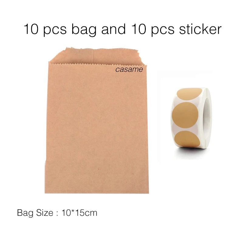 10 units of bags and colorful striped stickers and polka dot stickers 18x9x6cm for souvenirs