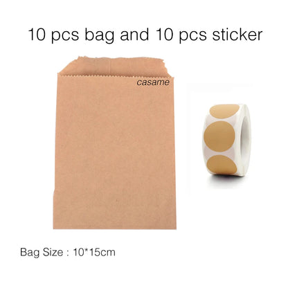 10 units of bags and colorful striped stickers and polka dot stickers 18x9x6cm for souvenirs