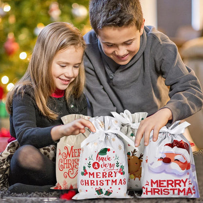 3/5pcs Drawstring Gift Bags for Merry Christmas, New Year 2025