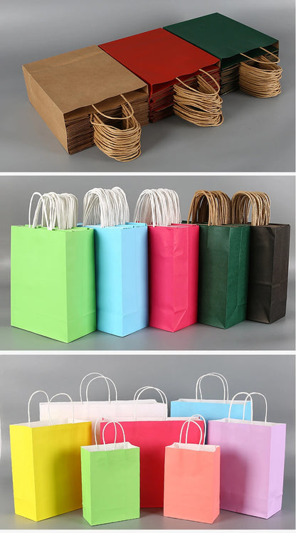 10pcs Kraft Paper Bags, Reusable Gift Bags, Gift Packaging