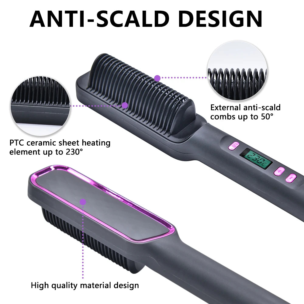 Hair straightening brush
