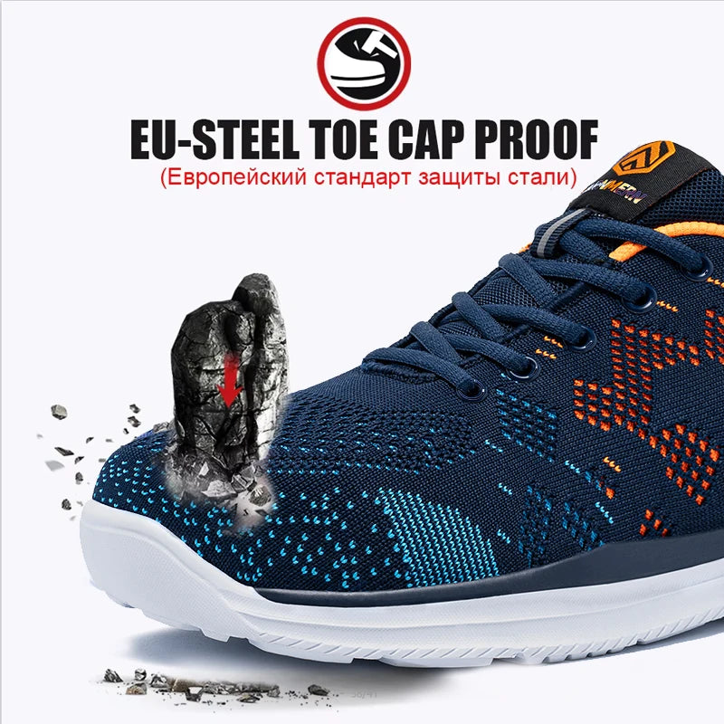 LARNMERN Safety Shoes for Work, Men's Steel Toe Shoes, Anti-Slip Boots