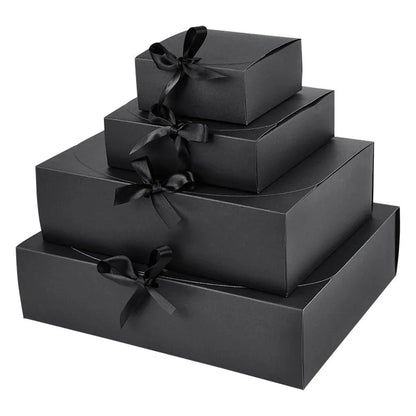 Kraft paper gift box with decorative bow ribbons, various sizes