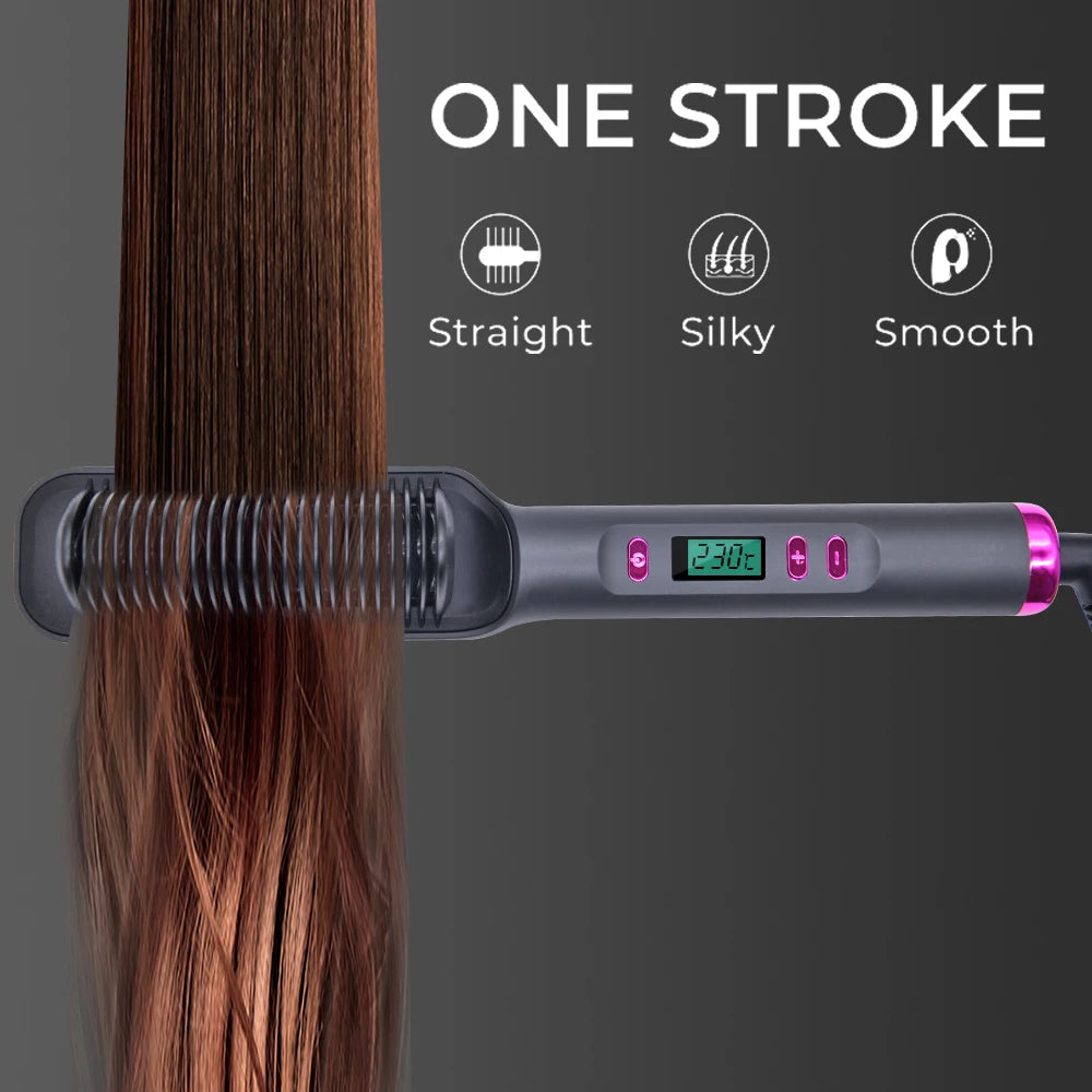 Hair straightening brush
