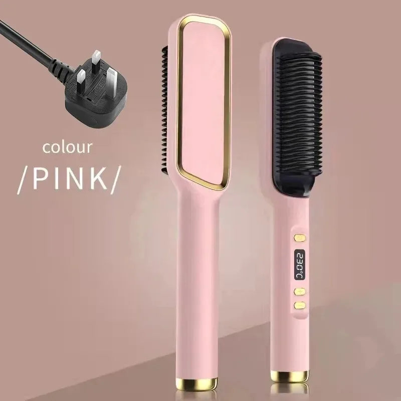 Hair straightening brush