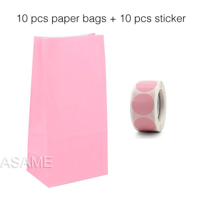 10 units of bags and colorful striped stickers and polka dot stickers 18x9x6cm for souvenirs