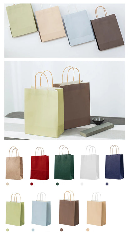 10pcs Kraft Paper Bags, Reusable Gift Bags, Gift Packaging