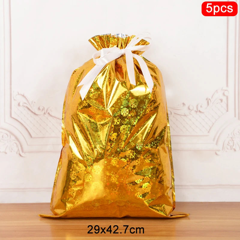 3/5pcs Drawstring Gift Bags for Merry Christmas, New Year 2025