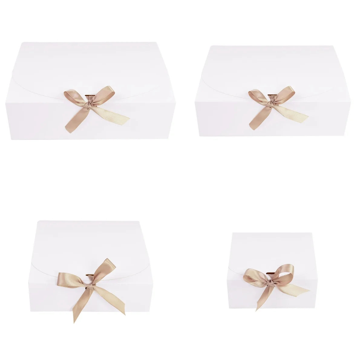 Kraft paper gift box with decorative bow ribbons, various sizes