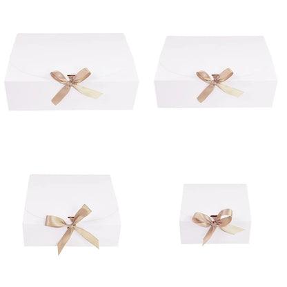 Kraft paper gift box with decorative bow ribbons, various sizes