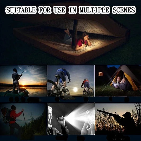 Powerful Mini COB LED Flashlight + XPE Zoom Flashlight, Built-in Battery, USB Rechargeable