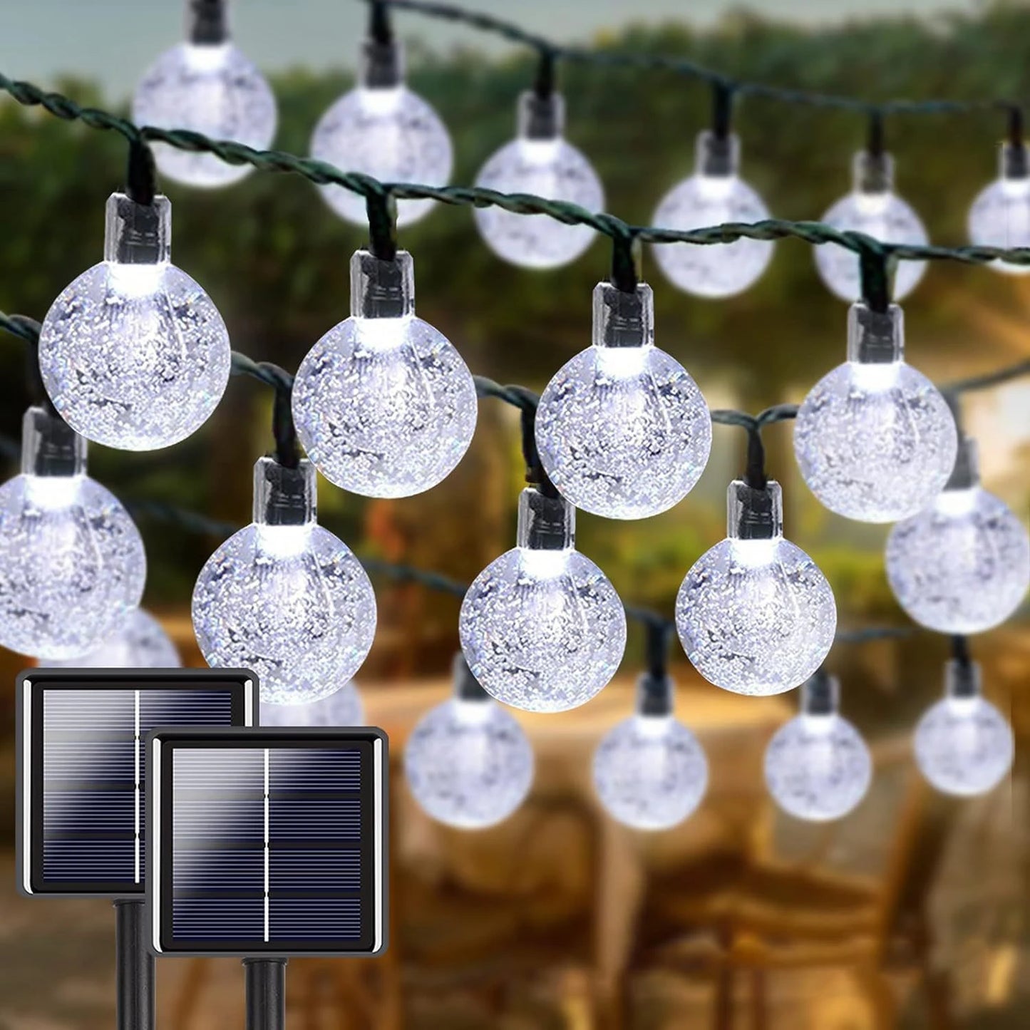 Solar Crystal Globe String Lights with 8 Modes, IP65 Waterproof