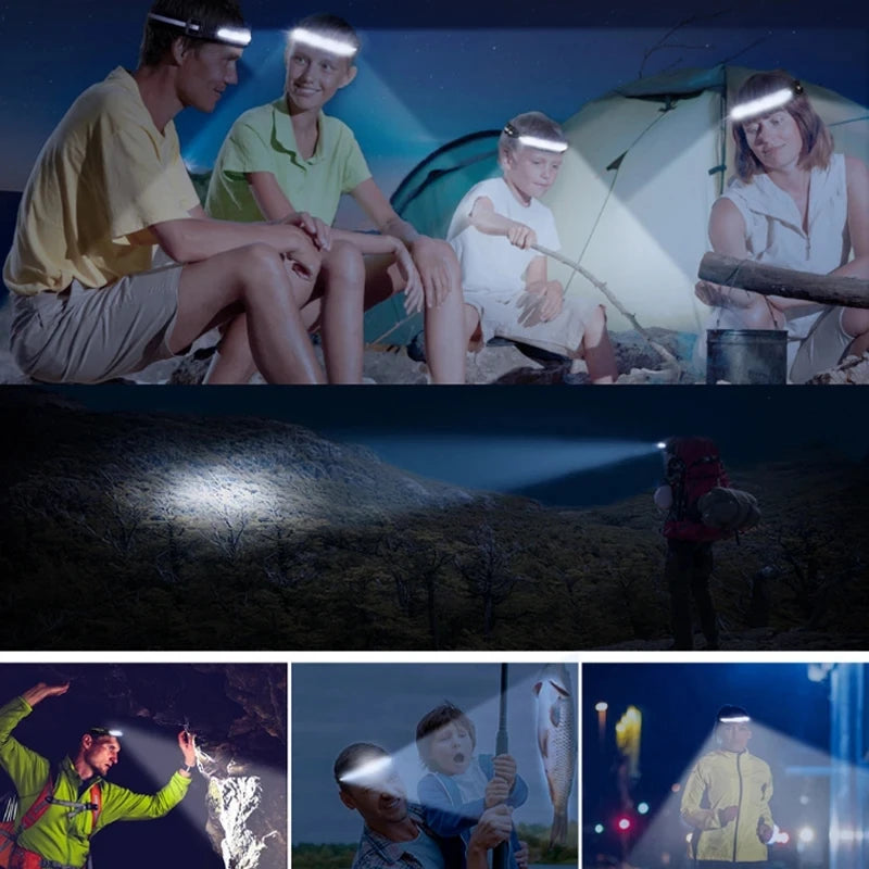 Powerful portable COB headlamp, USB rechargeable