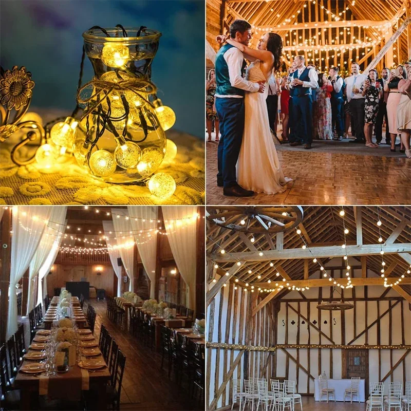 Solar Crystal Globe String Lights with 8 Modes, IP65 Waterproof