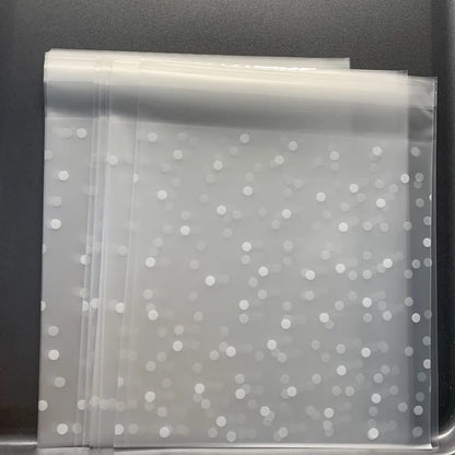 100pcs 5 Sizes White Polka Dots Transparent Frosted Plastic Cookie Candy Bag