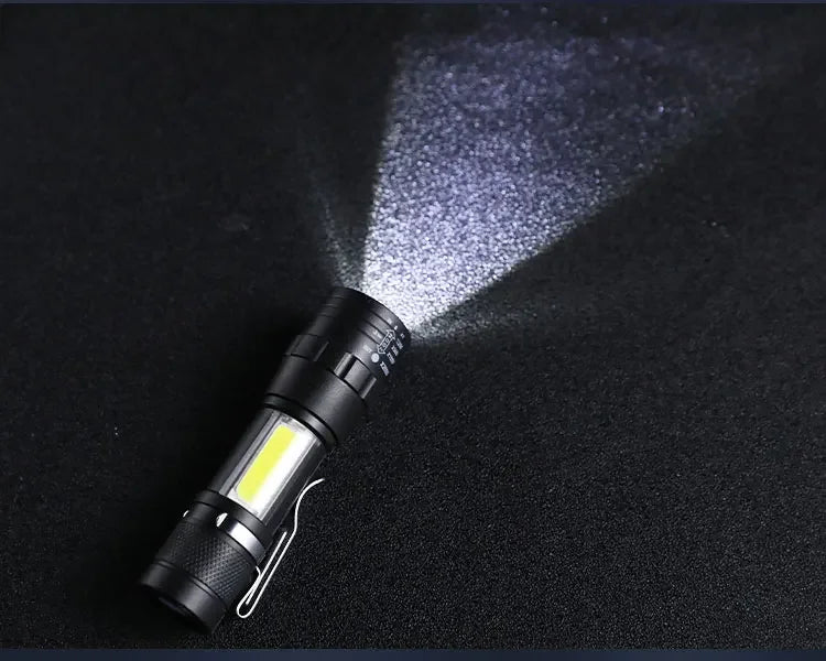Mini USB rechargeable COB+XPE flashlight