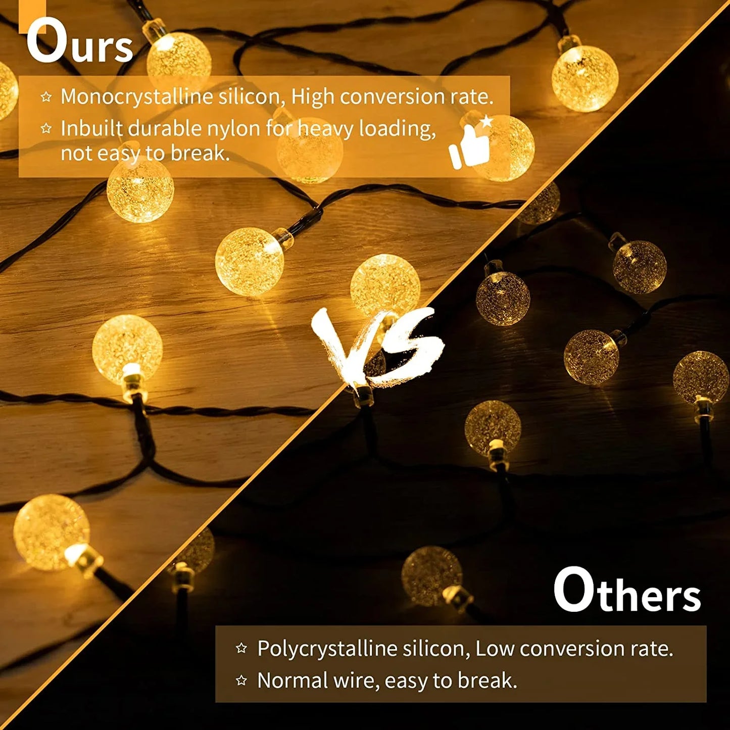 Solar Crystal Globe String Lights with 8 Modes, IP65 Waterproof