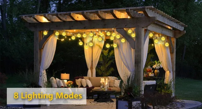 Solar Crystal Globe String Lights with 8 Modes, IP65 Waterproof