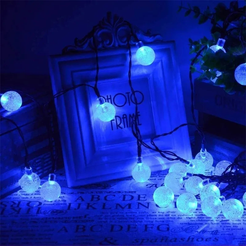 Solar Crystal Globe String Lights with 8 Modes, IP65 Waterproof