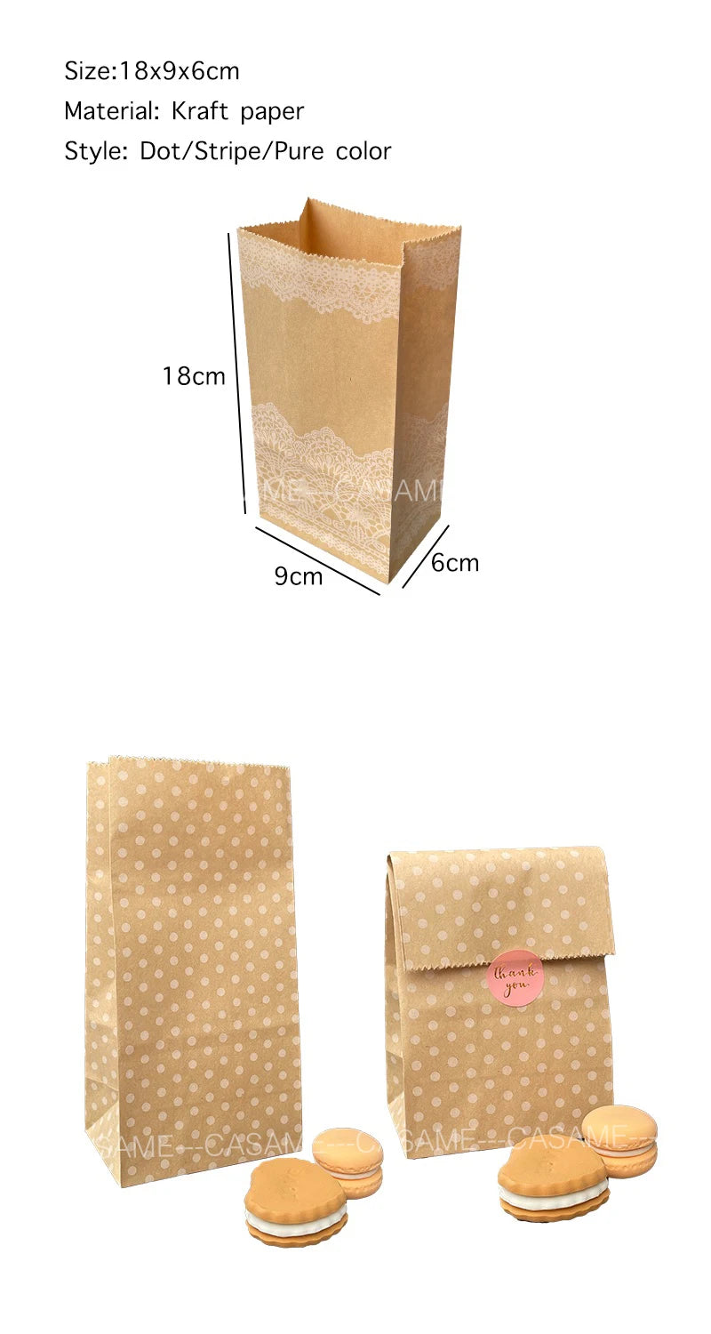 10 units of bags and colorful striped stickers and polka dot stickers 18x9x6cm for souvenirs