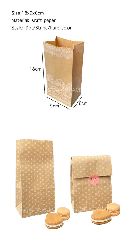 10 units of bags and colorful striped stickers and polka dot stickers 18x9x6cm for souvenirs