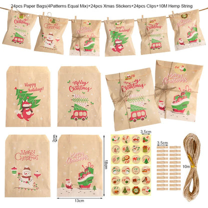 24 Sets of Merry Christmas Gift Bags