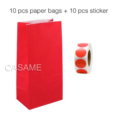 10 units of bags and colorful striped stickers and polka dot stickers 18x9x6cm for souvenirs