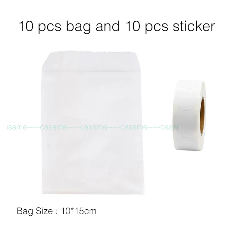 10 units of bags and colorful striped stickers and polka dot stickers 18x9x6cm for souvenirs