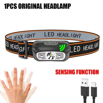 Powerful portable COB headlamp, USB rechargeable