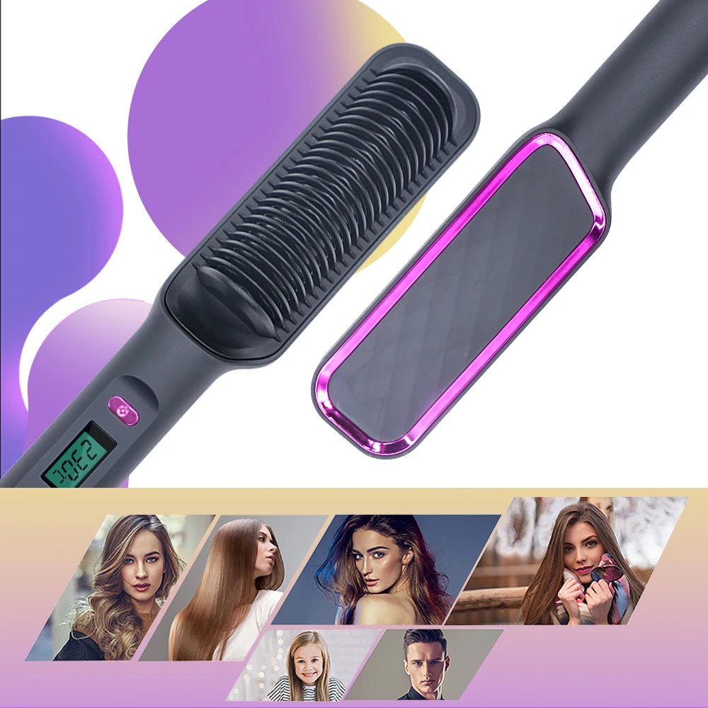 Hair straightening brush