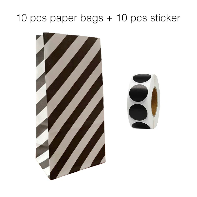 10 units of bags and colorful striped stickers and polka dot stickers 18x9x6cm for souvenirs