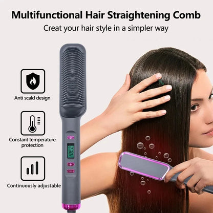 Hair straightening brush
