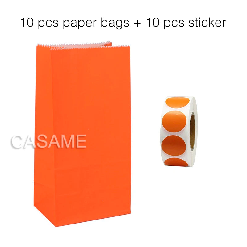 10 units of bags and colorful striped stickers and polka dot stickers 18x9x6cm for souvenirs