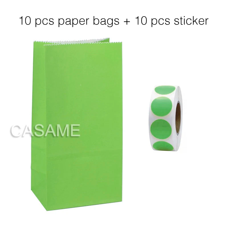 10 units of bags and colorful striped stickers and polka dot stickers 18x9x6cm for souvenirs