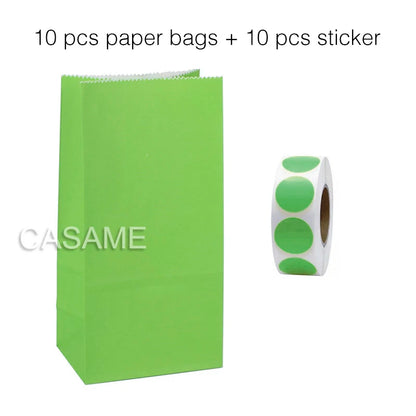 10 units of bags and colorful striped stickers and polka dot stickers 18x9x6cm for souvenirs