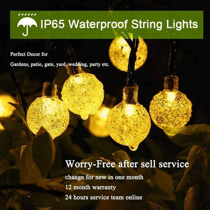 Solar Crystal Globe String Lights with 8 Modes, IP65 Waterproof
