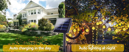 Solar Crystal Globe String Lights with 8 Modes, IP65 Waterproof