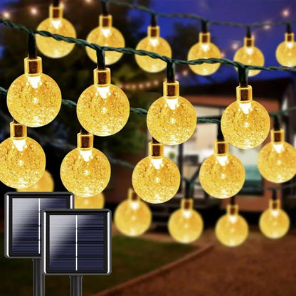 Solar Crystal Globe String Lights with 8 Modes, IP65 Waterproof