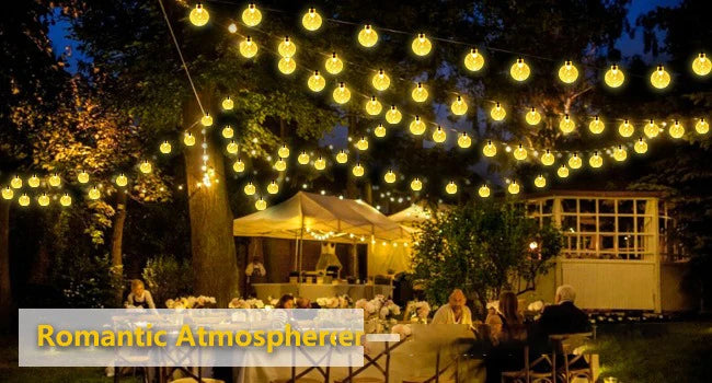 Solar Crystal Globe String Lights with 8 Modes, IP65 Waterproof