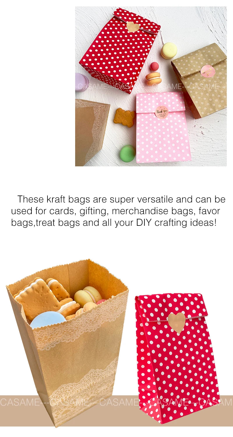 10 units of bags and colorful striped stickers and polka dot stickers 18x9x6cm for souvenirs